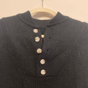 Black Sweater with Button Detail